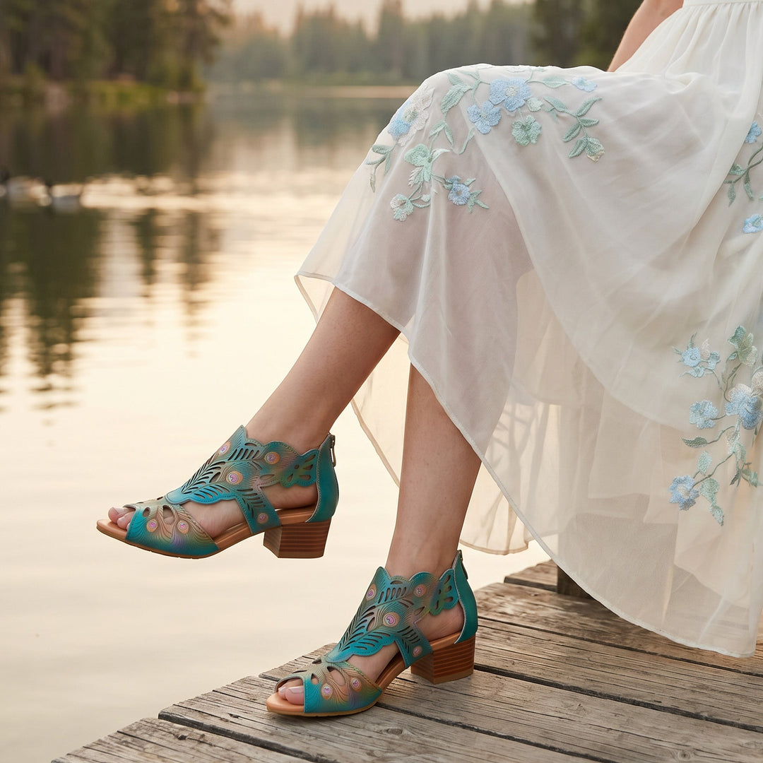 Fawnella | Women's Peacock Cutout Sandals