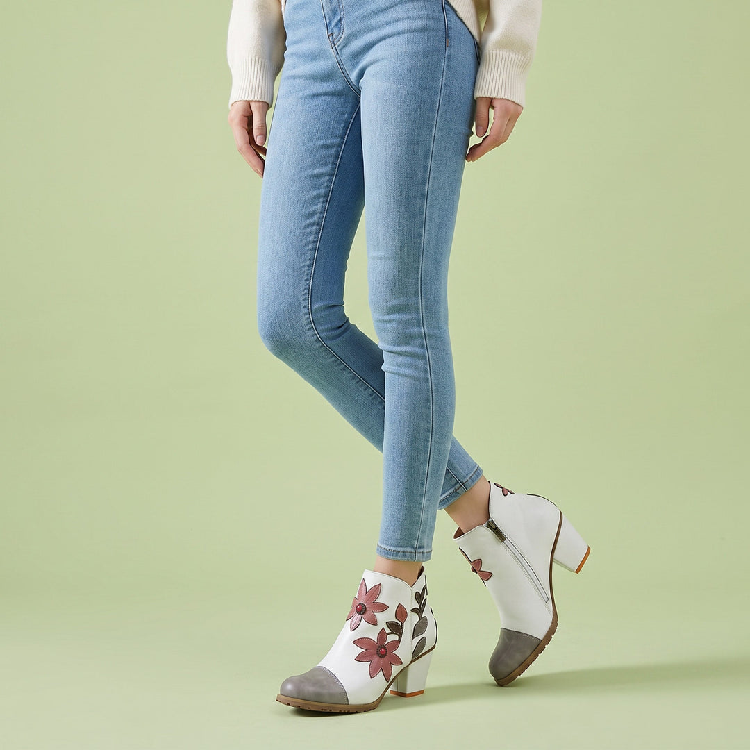 Everlyn™ | Floral Appliqué Ankle Boots