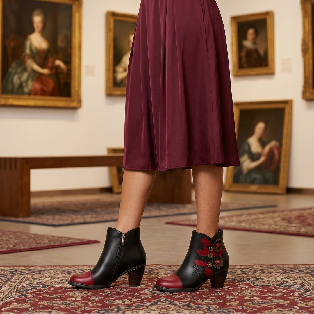 Bellantyne™ | Women's Retro Boho Floral Charm Ankle Boots