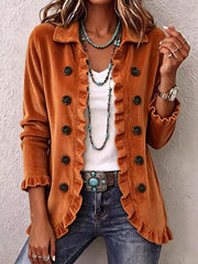 Clementyne™ | Pinstripe Ruffle Shirt Jacket