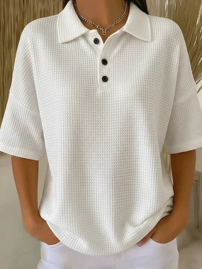 Abriella | Waffle Polo Blouse