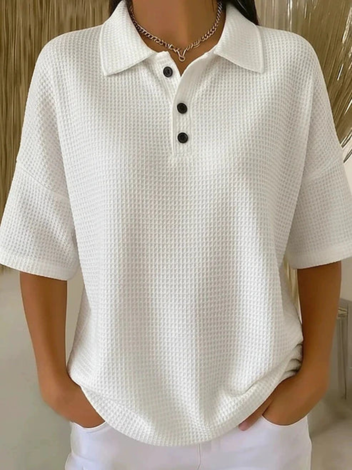 Abriella | Waffle Polo Blouse