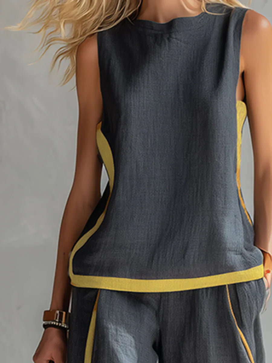 Elisa | Two-Piece Fluid Set with Contrast Details