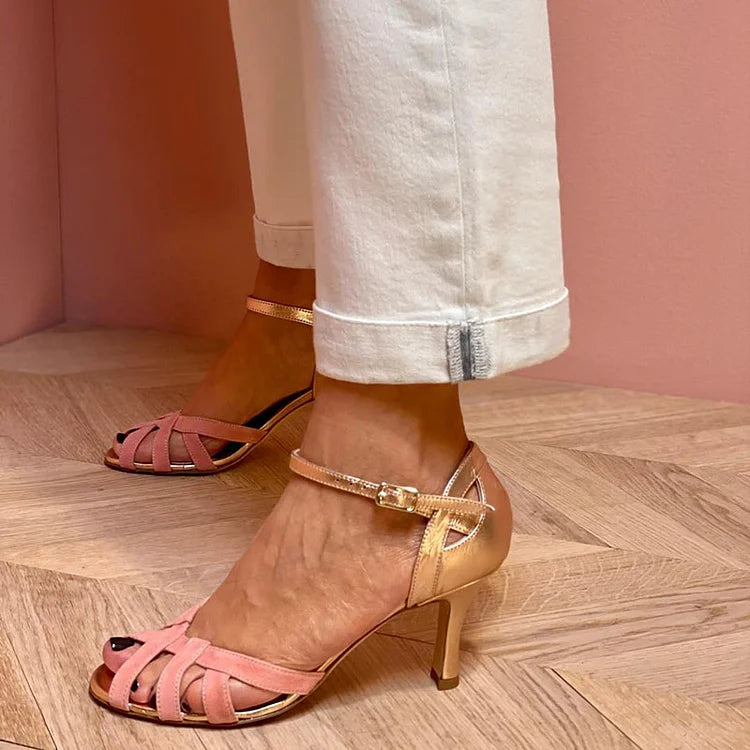 Nelia™ | Women's Colour-Block Cut-Out Peep-Toe Stiletto Heels