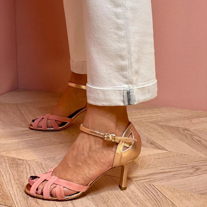 Nelia™ | Women's Colour-Block Cut-Out Peep-Toe Stiletto Heels