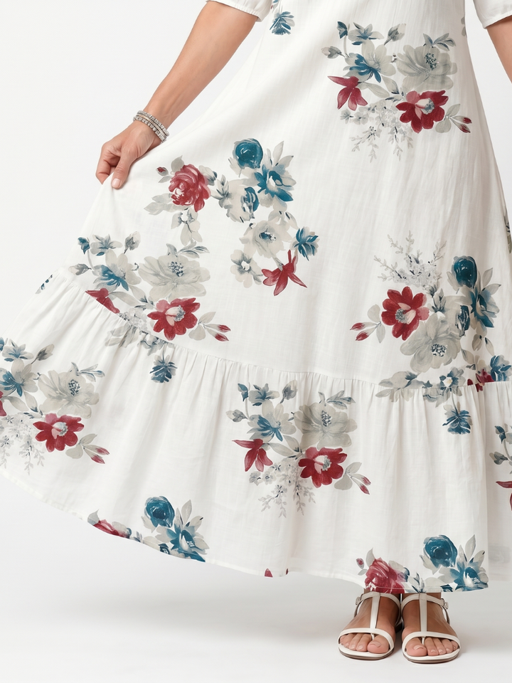 Maeva™ | Women's Floral Tassel-Tie Midi Dress