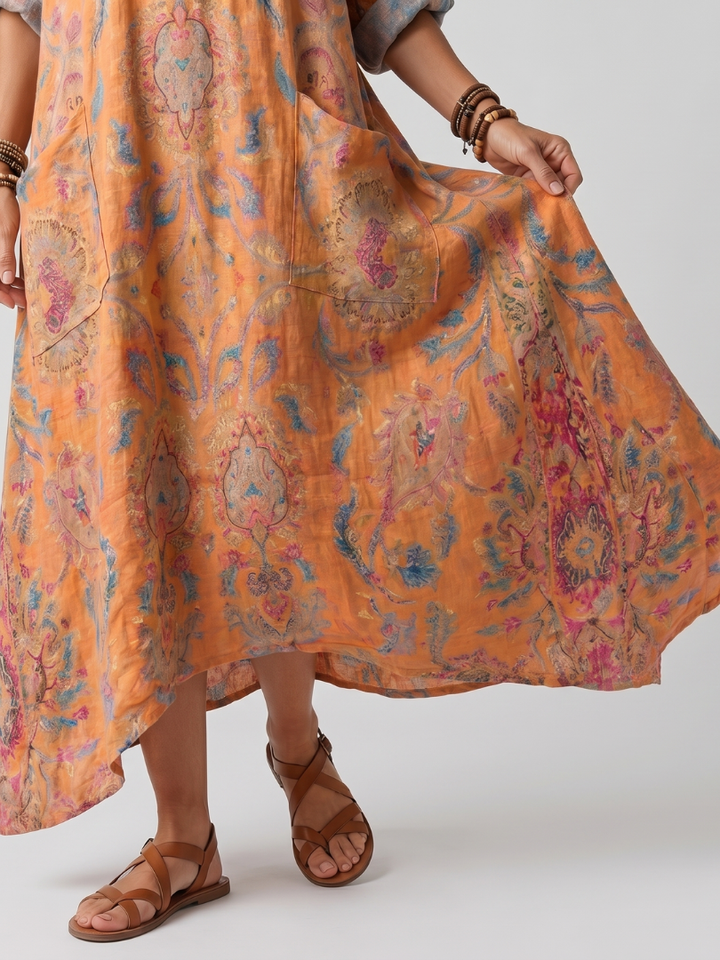 Remi™ | Women's Printed Oversized Pocket Midi Dress