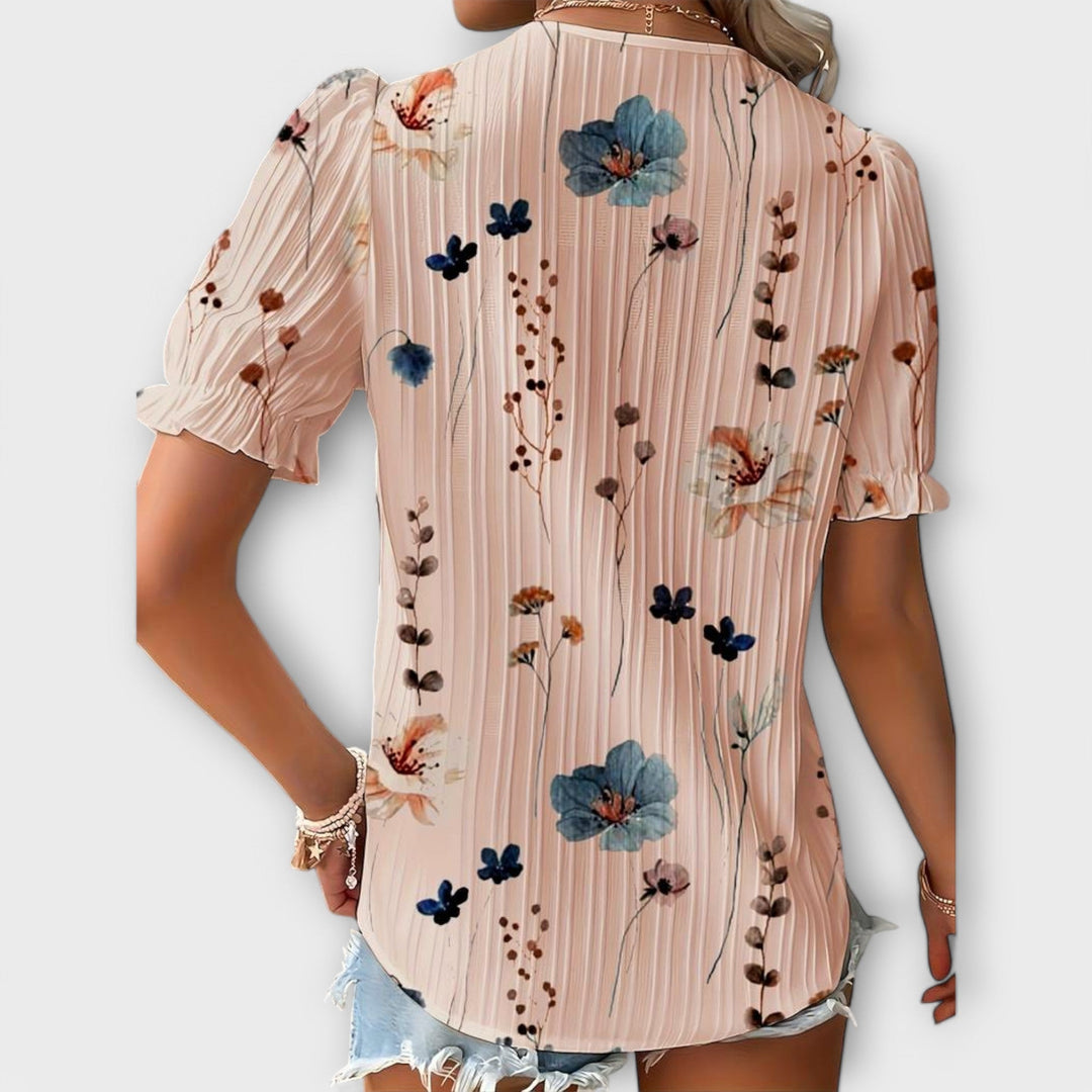Emily - Fashionable Blouse with Pointed Neckline