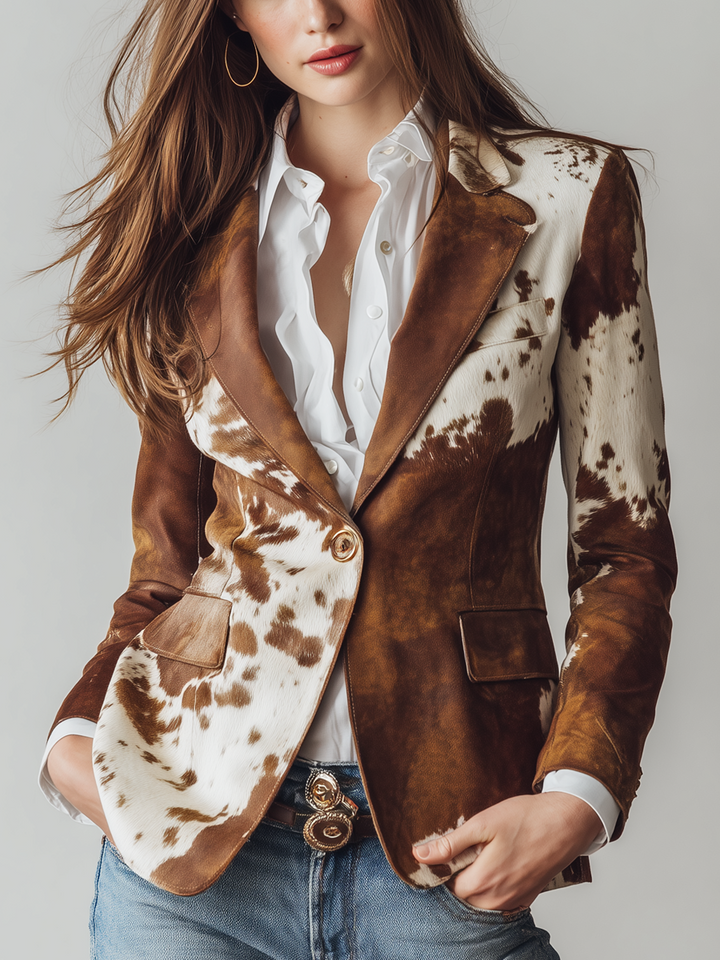 Harlow | Eco-Friendly Cow Print Blazer