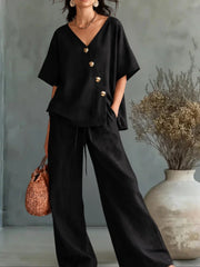 Greta | V-Neck with Buttons Set