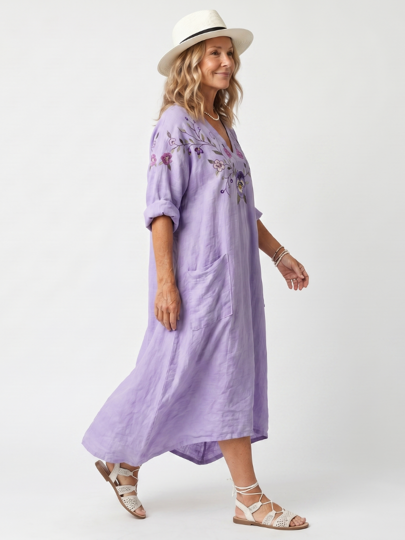 Tavi™ | Women's Floral Oversized Pocket Midi Dress