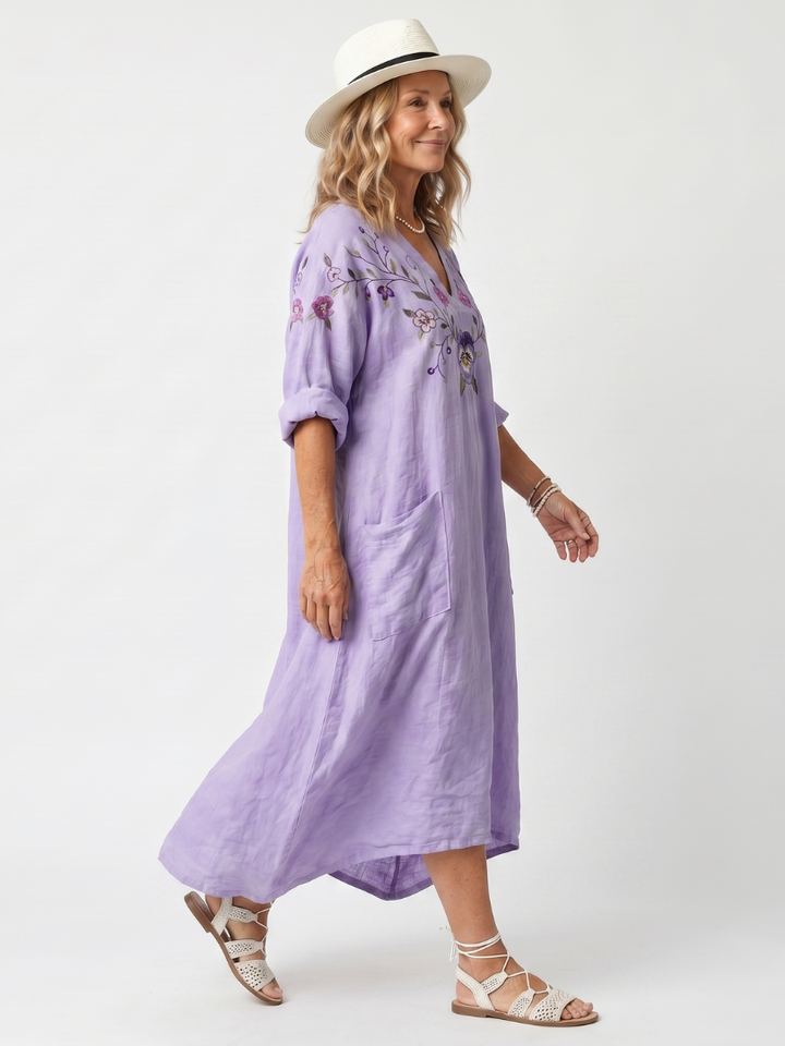 Tavi™ | Women's Floral Oversized Pocket Midi Dress