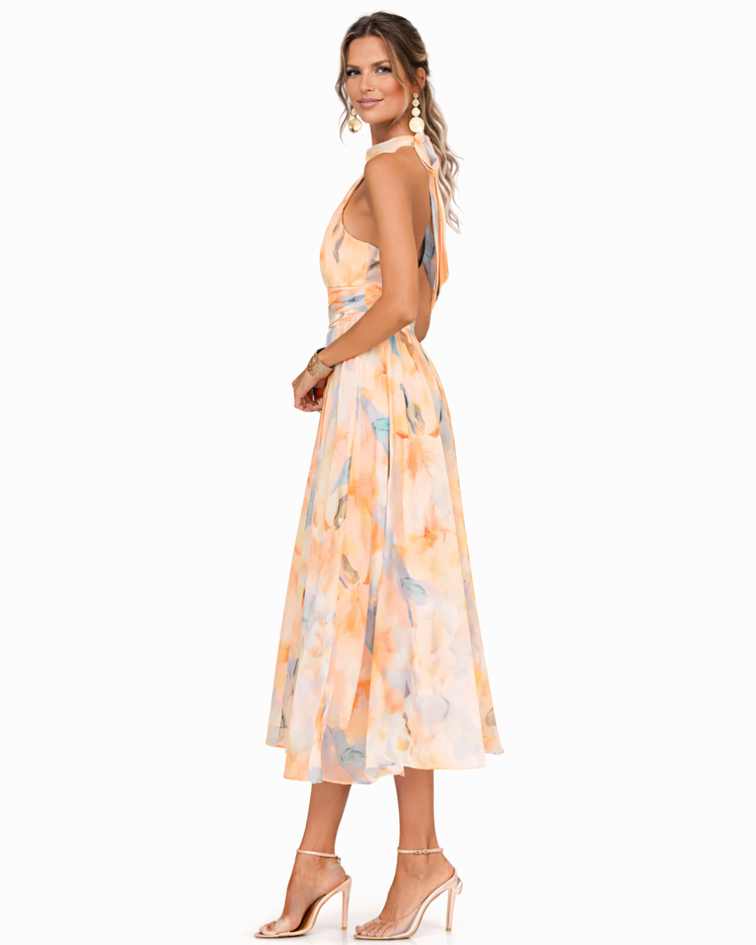 Aurora™ | Women's Halter Watercolor Print Maxi Dress