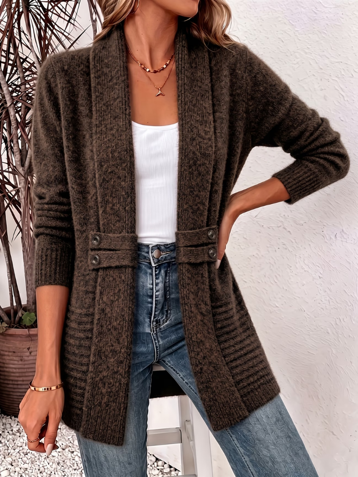 Sophie | Cosy Knitted Cardigan – Brown