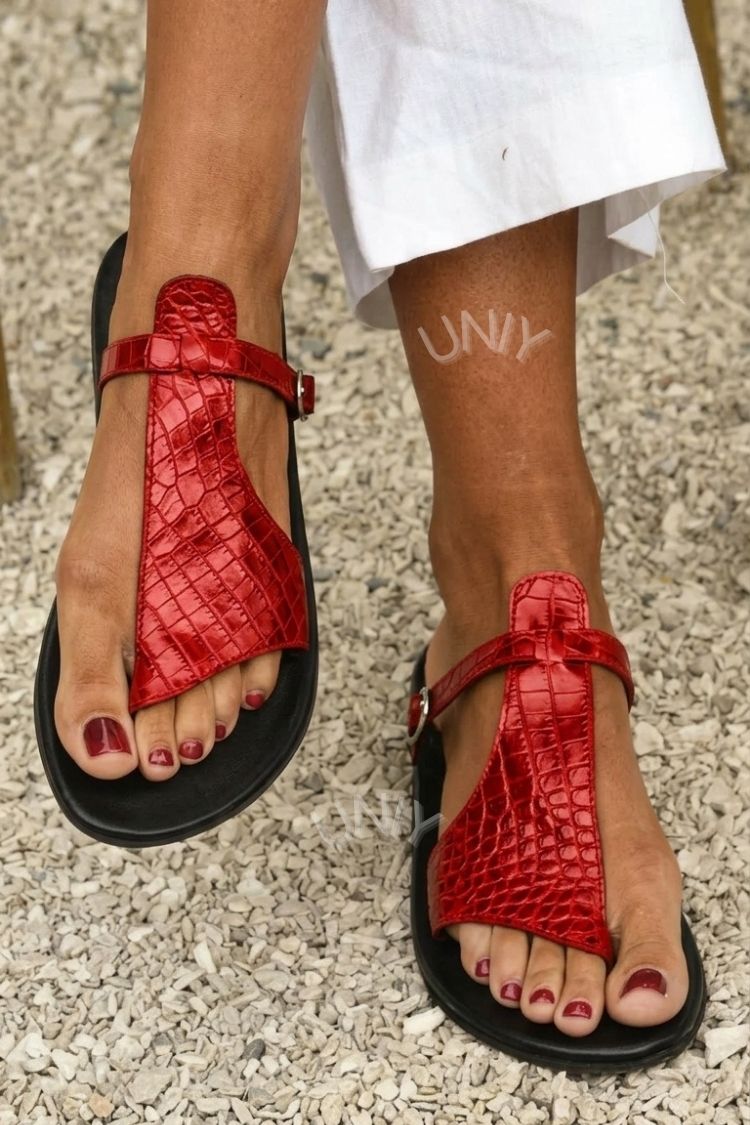 Kira™ | Women's Croc-Effect Thong Sandals