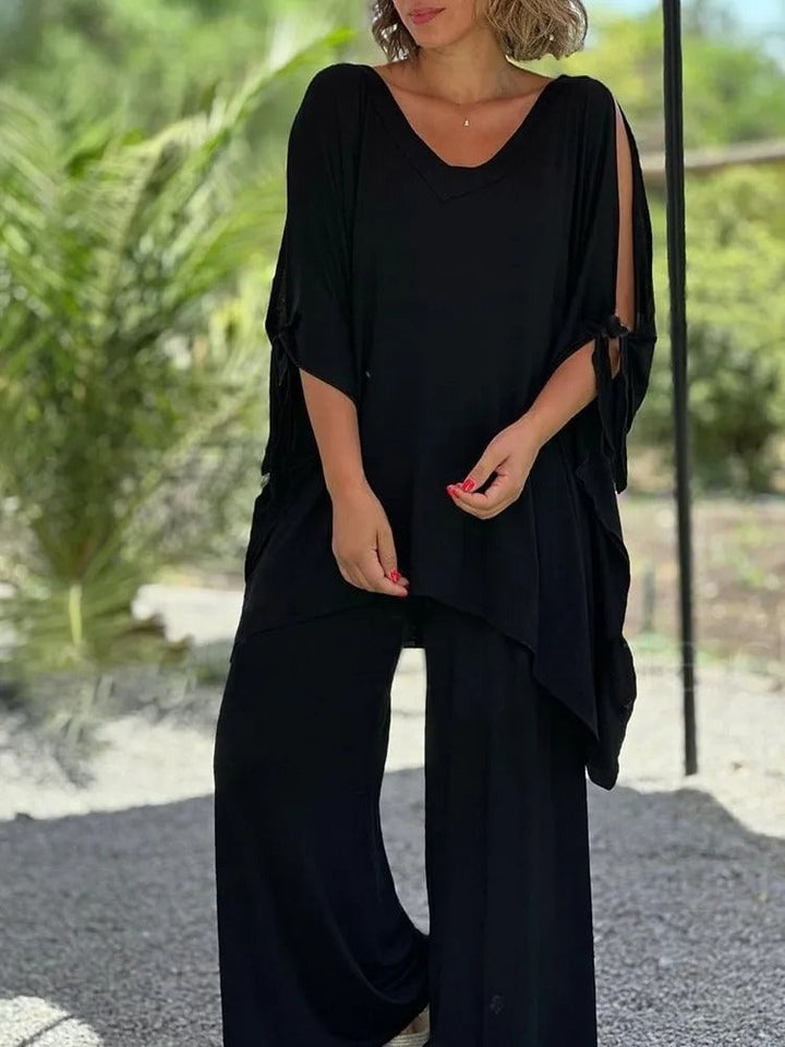 Úrsula™ | Women's Cold-Shoulder Tunic &amp; Wide-Leg Pants Two-Piece Set