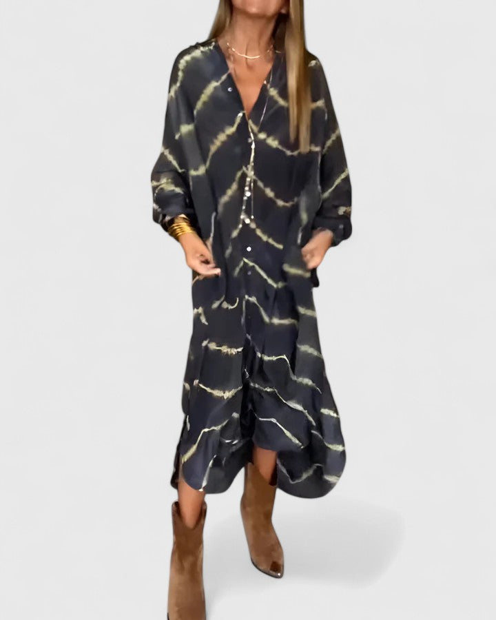 AMELIE | ELEGANT BOHO STRIPED MAXI DRESS