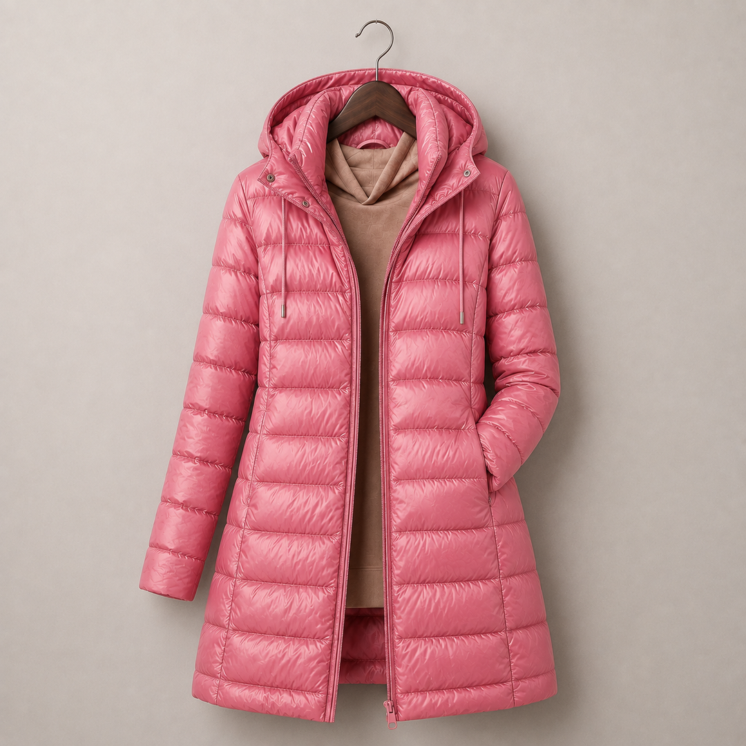 Ivona Lightweight Long Hooded Puffer Jacket
