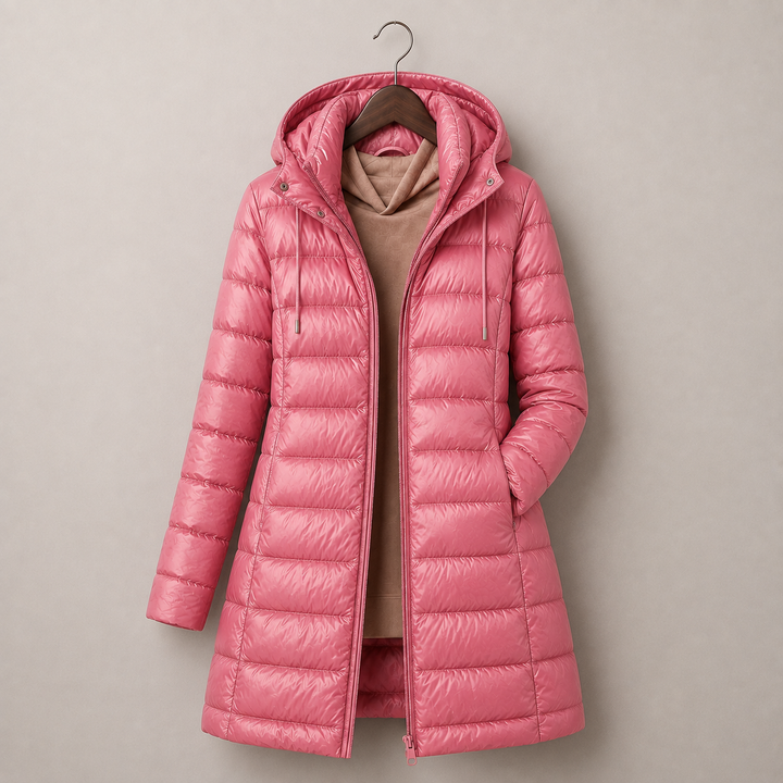 Ivona Lightweight Long Hooded Puffer Jacket
