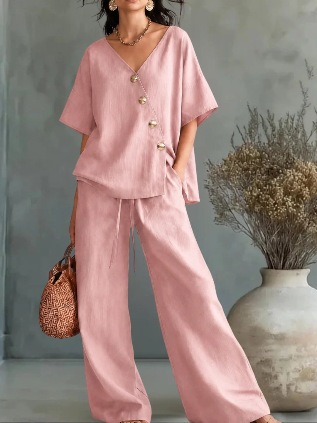 Greta | V-Neck with Buttons Set