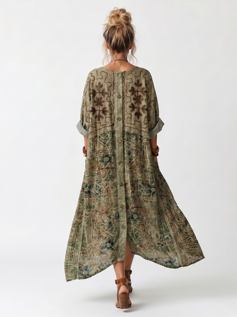 Aleta™ | Women's Button-Front Oversized Pocket Midi Dress