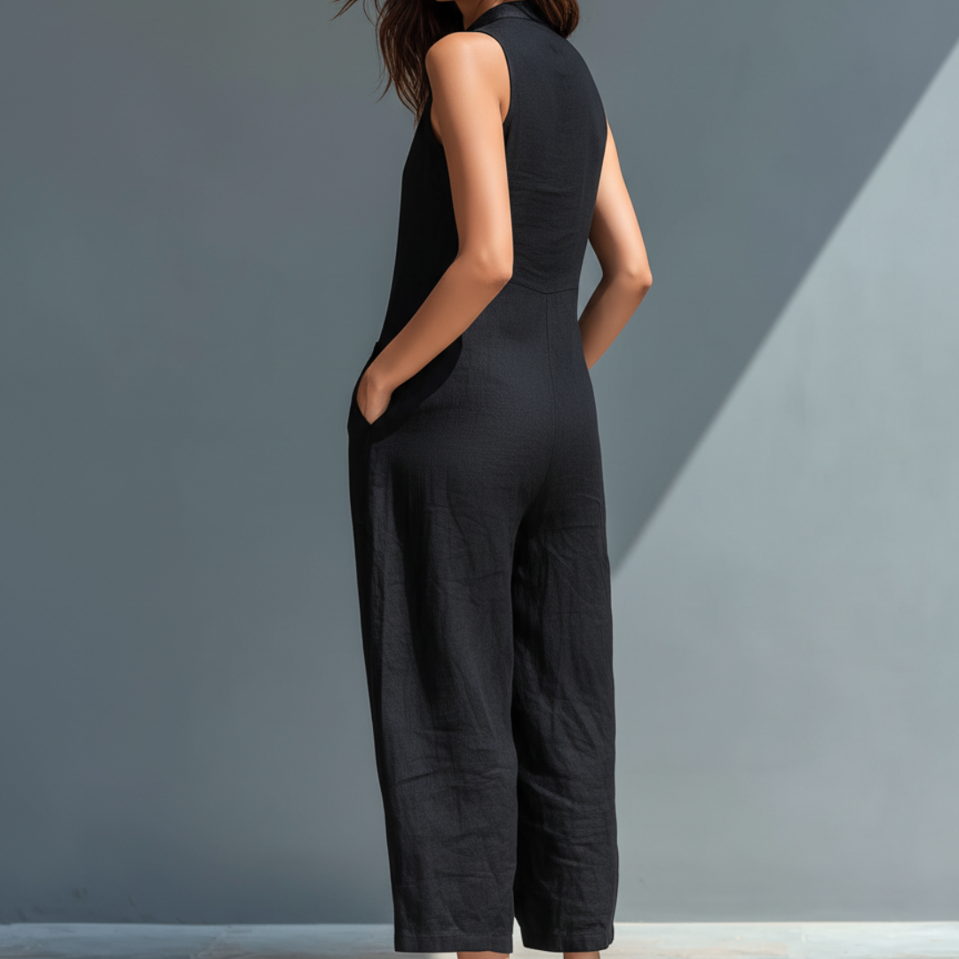 Cecelia™ | Women's Sleeveless Mandarin Collar Jumpsuit