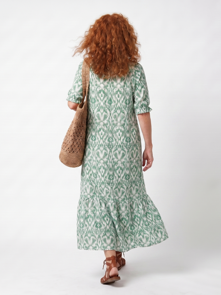 Ilara™ | Women's Patterned V-Neck Tassel Midi Dress