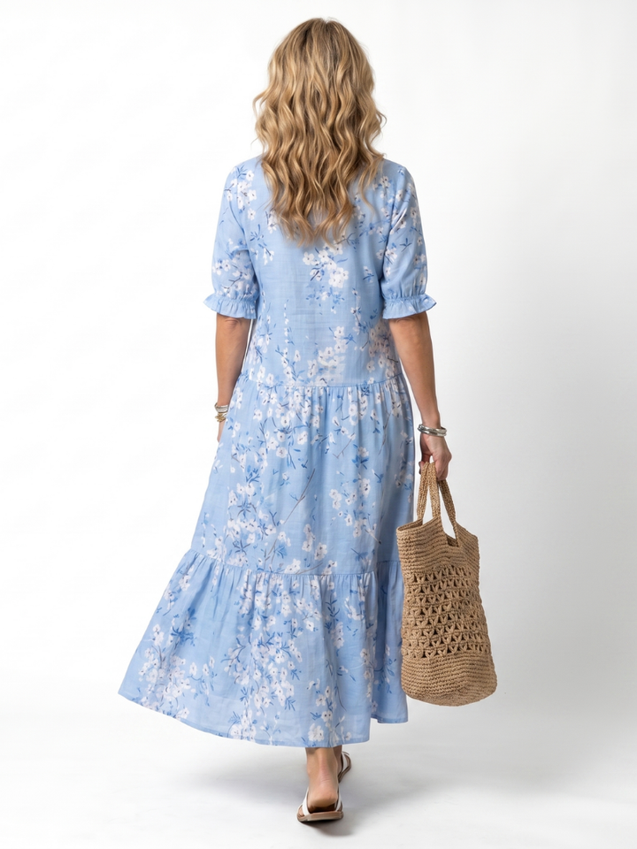 Alora™ | Women's Floral Tassel-Tie Midi Dress