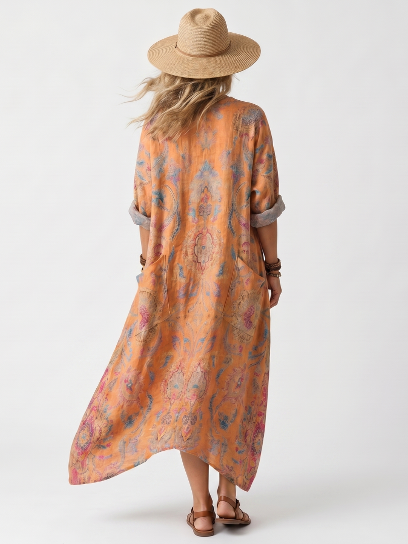 Remi™ | Women's Printed Oversized Pocket Midi Dress