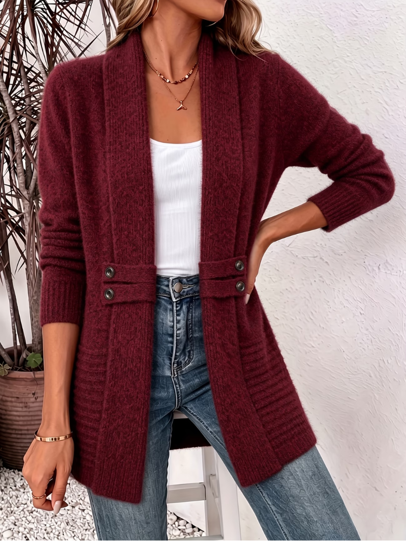 Sophie | Cosy Knitted Cardigan – Burgundy