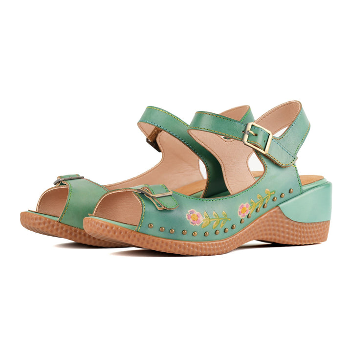 Aveline™ | Women's Floral Embroidered Wedge Sandals