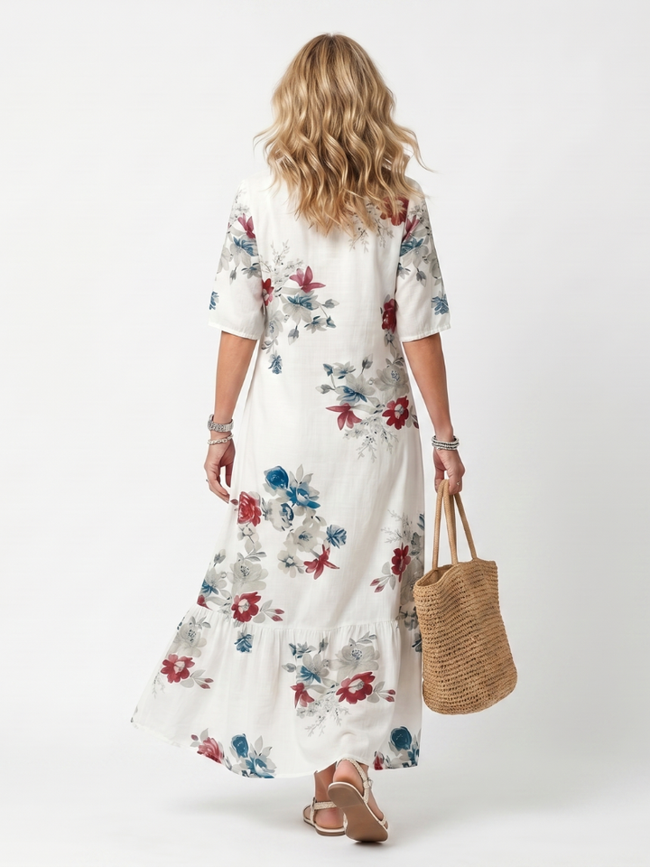 Maeva™ | Women's Floral Tassel-Tie Midi Dress