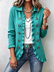 Pavonne™ | Ruffled Button-Up Jacket