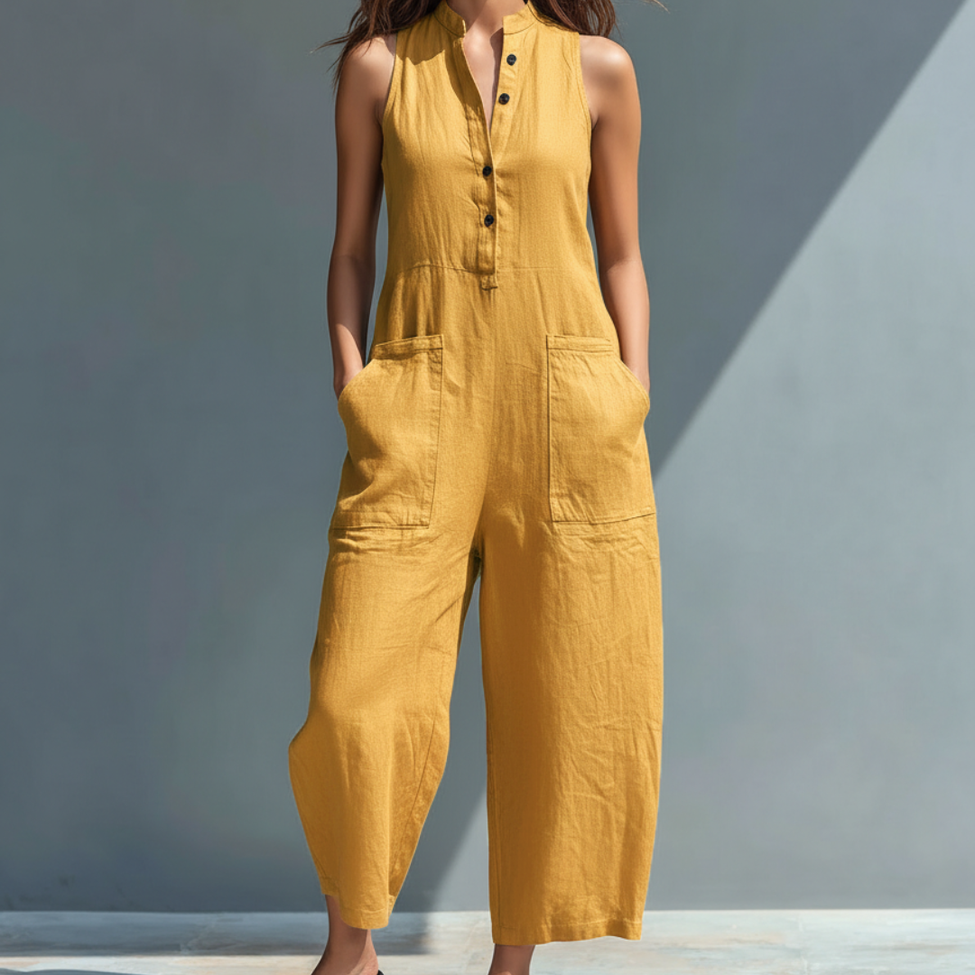 Cecelia™ | Women's Sleeveless Mandarin Collar Jumpsuit