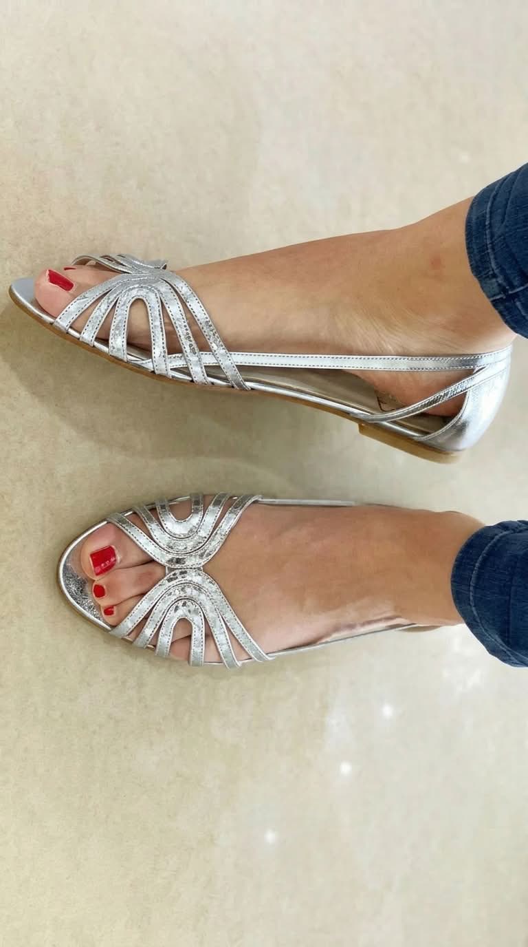 Thea™ | Women's Metallic Peep-Toe Cut-Out Sandals