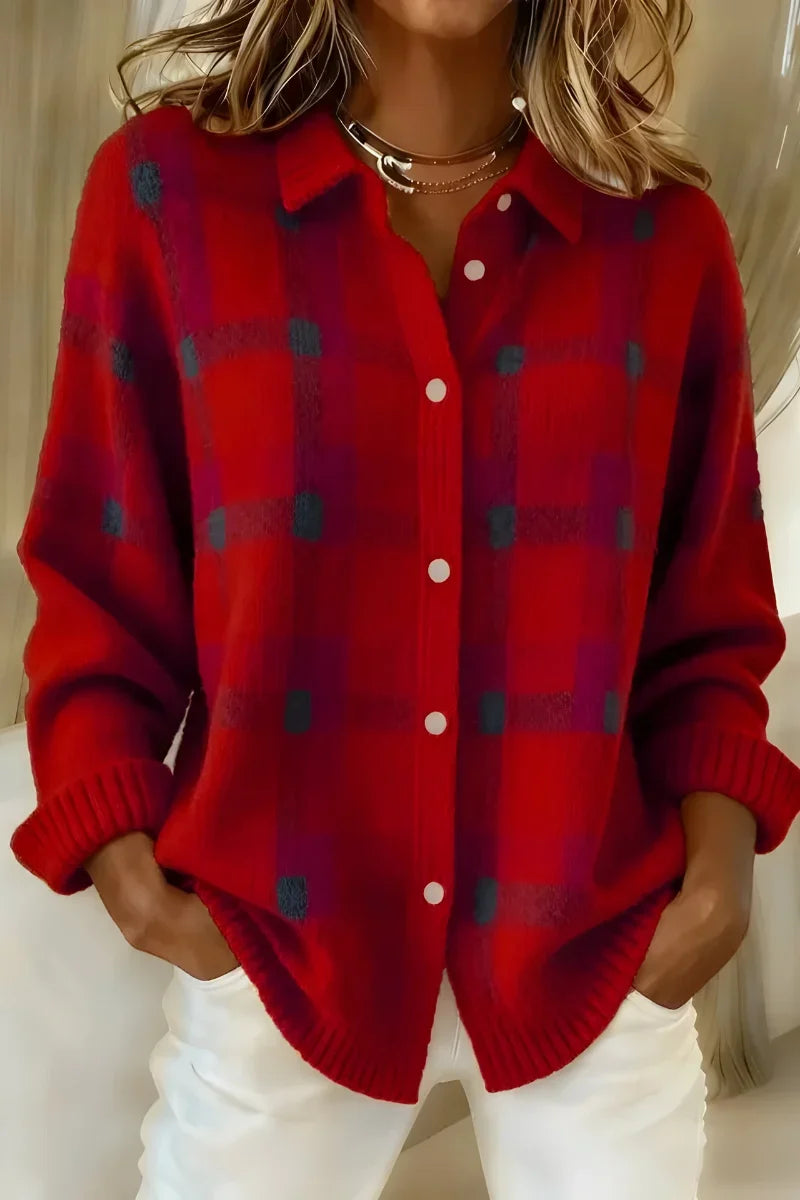 Brittany™ | Soft Plaid Button Cardigan