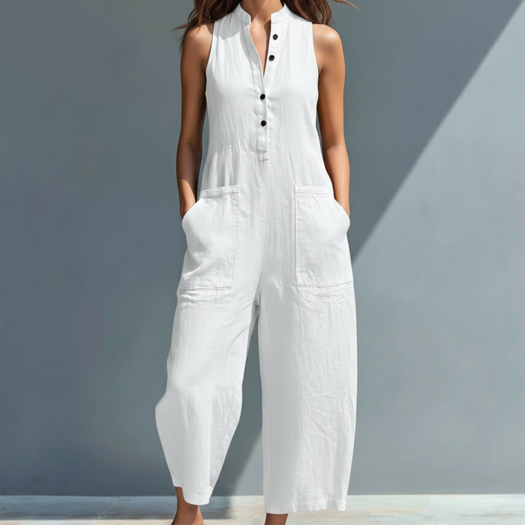 Cecelia™ | Women's Sleeveless Mandarin Collar Jumpsuit