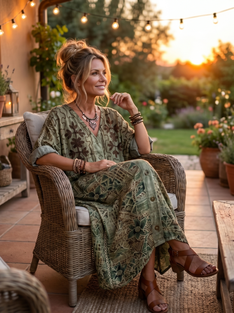 Aleta™ | Women's Button-Front Oversized Pocket Midi Dress