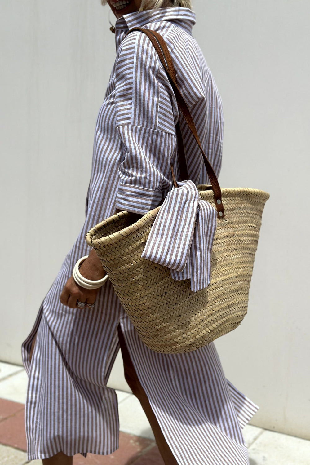 Corinne™ | Women's Classic Striped Shirt Maxi Dress