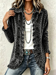 Liorane™ | Leopard Patch Ruffle Jacket