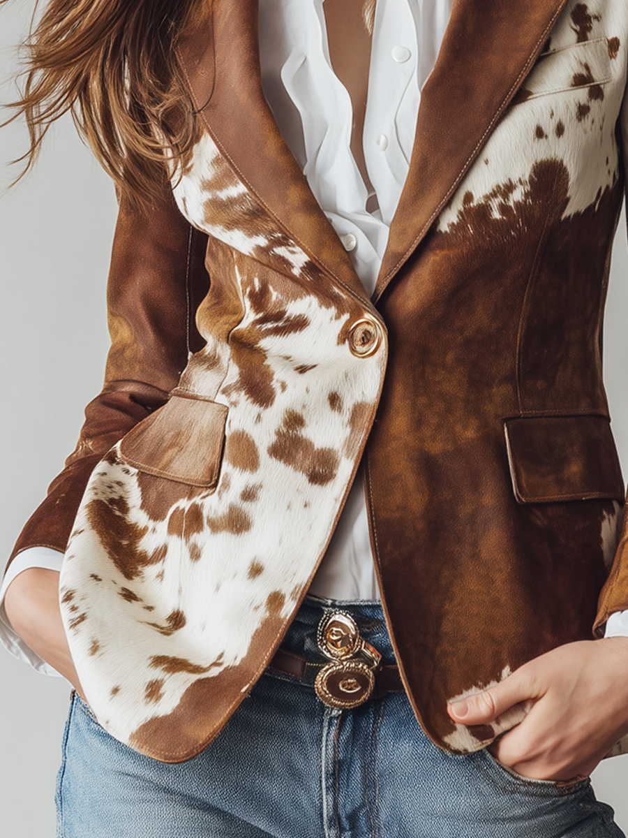 Harlow | Eco-Friendly Cow Print Blazer