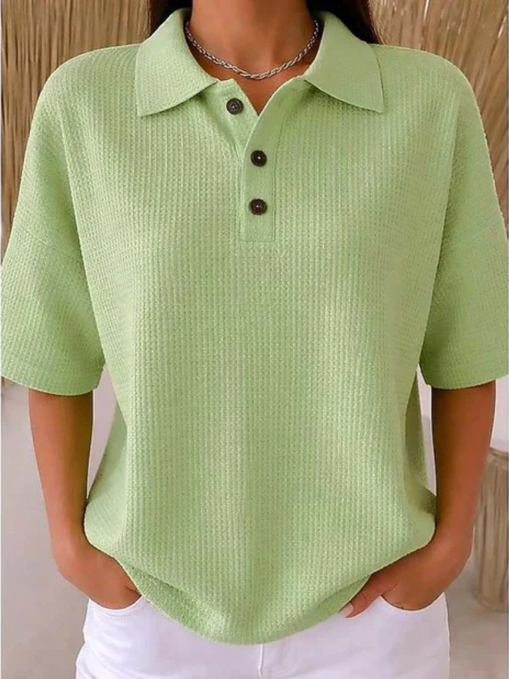 Abriella | Waffle Polo Blouse