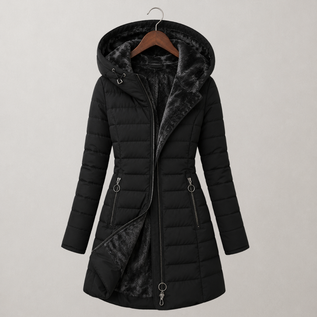 Marlowyn Plush-Lined Hooded Long Puffer Coat