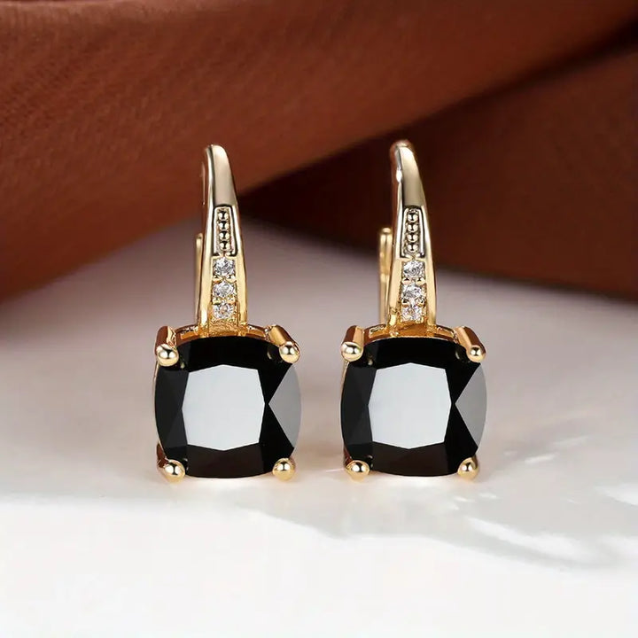 Mystic Stone Hoop Earrings | Gold