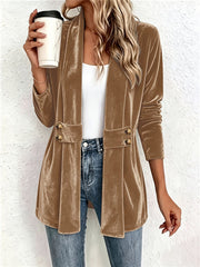Sutton™ | Camel Velvet Button-Tab Cardigan