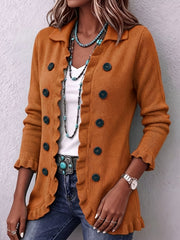 Marisette™ | Ruffle Collar Button-Up Jacket