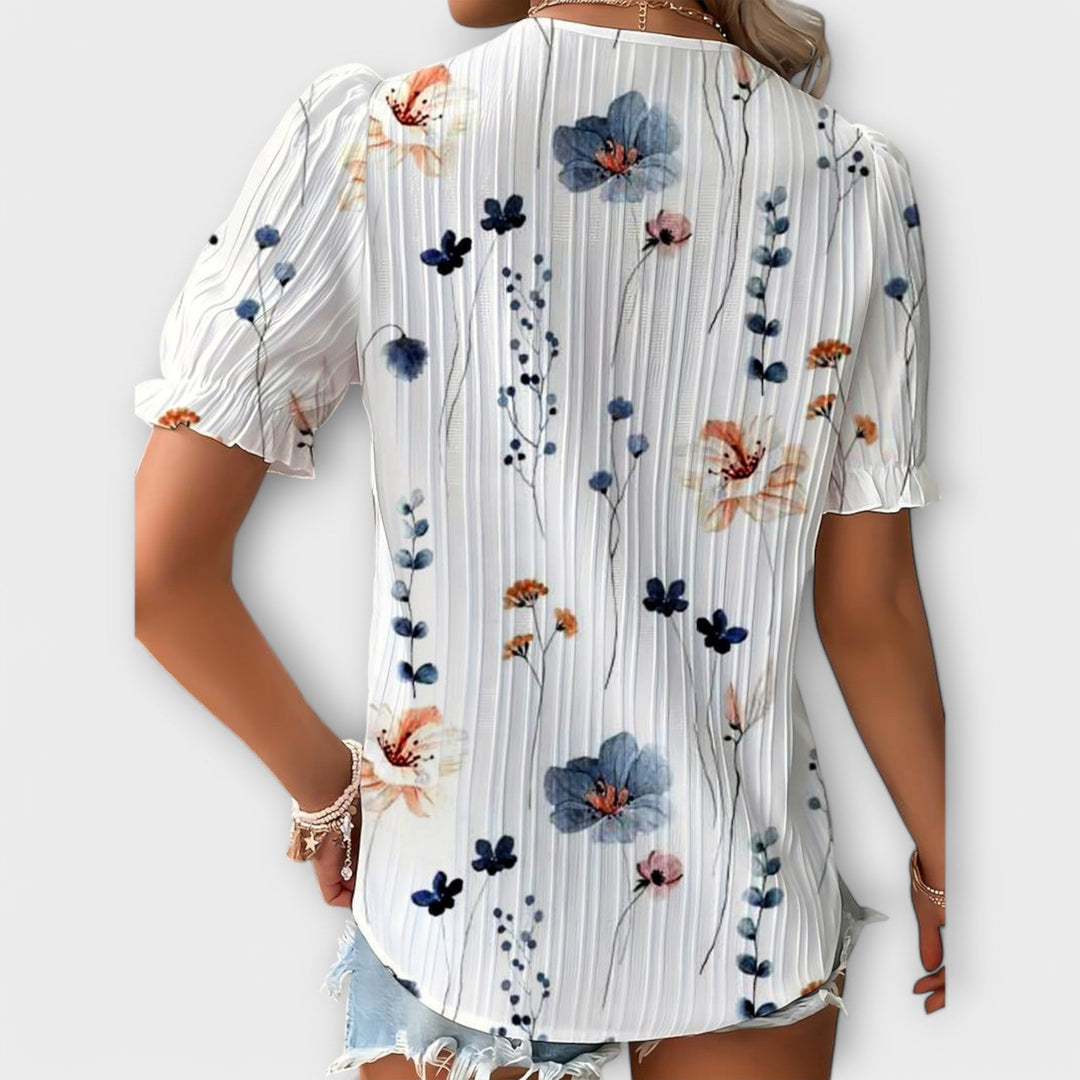 Emily - Fashionable Blouse with Pointed Neckline