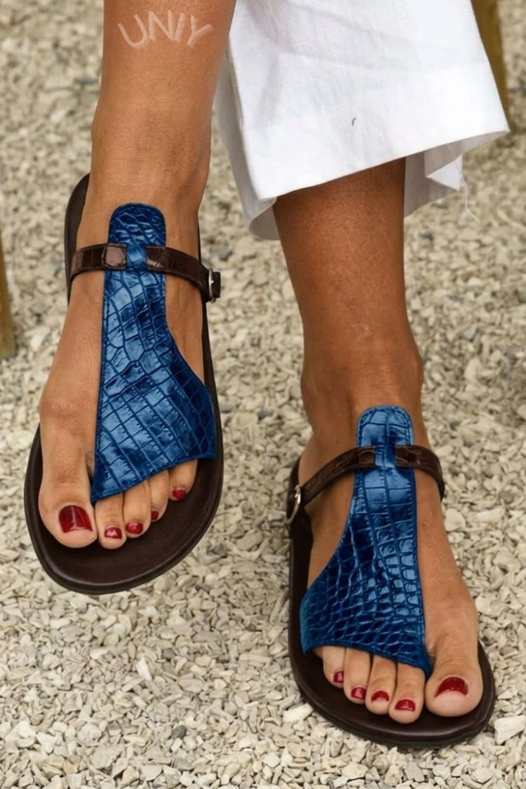 Kira™ | Women's Croc-Effect Thong Sandals