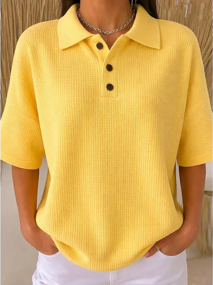 Abriella | Waffle Polo Blouse