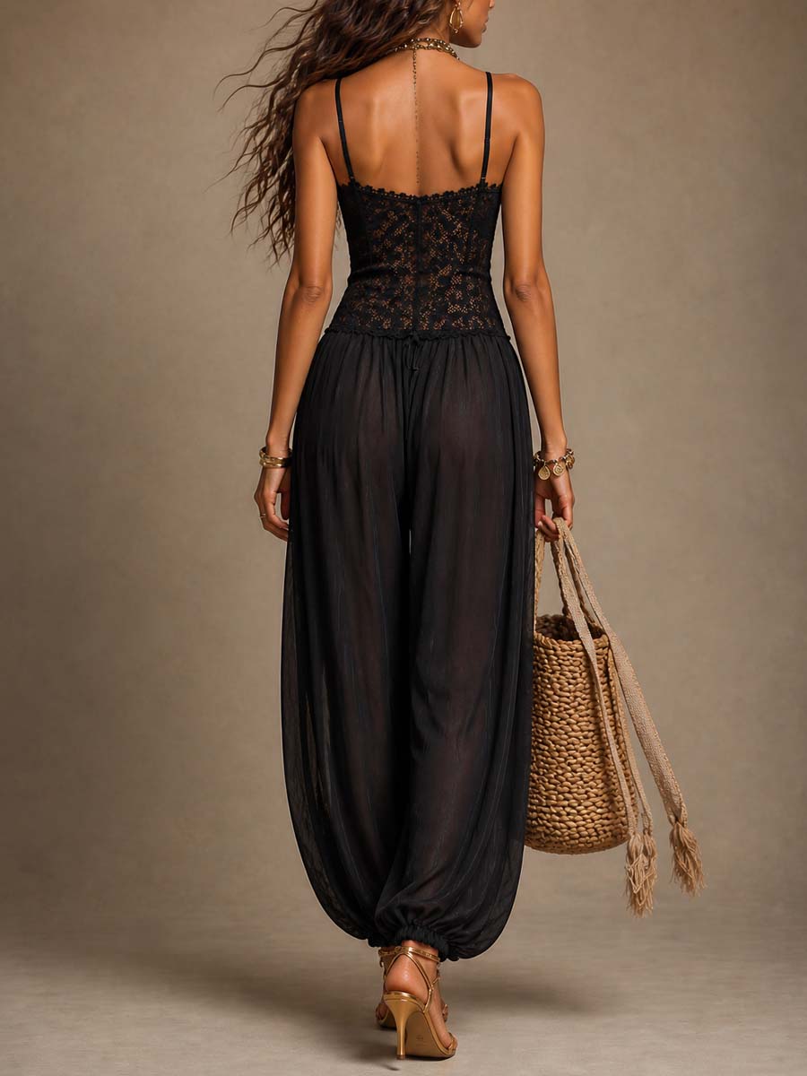 Laia™ | Flowing Lace Halter Jumpsuit
